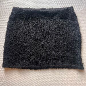 Black Fuzzy Mini Skirt
